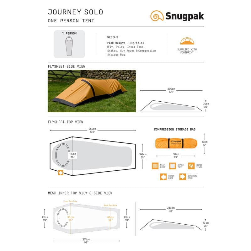 JOURNEY-SOLO-TENT-OLIVE-FLOOR-PLANS SNUGPAK ΣΚΗΝΗ 1 ΑΤΟΜΟΥ SOLO ΧΑΚΙ